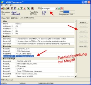 AVR Controllerboard RN-Mega8Plus Fusebits