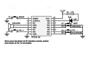 WTV020 Sprachausgabe per Tastendruck oder mittels Mikrocontroller