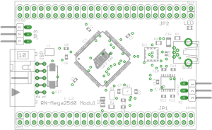 Bestückungsplan Mini Controllerboard mit Atmel ATmega2560 und USB