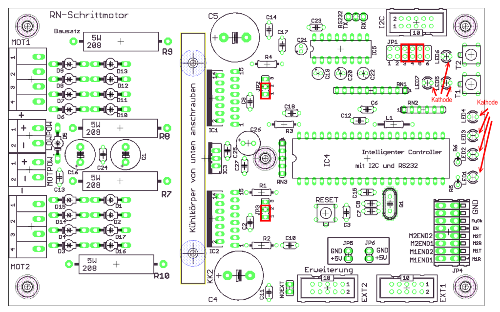 Bestückungsplan Leiterplatte Programmierbare Schrittmotor Ansteuerung RN-Schrittmotor