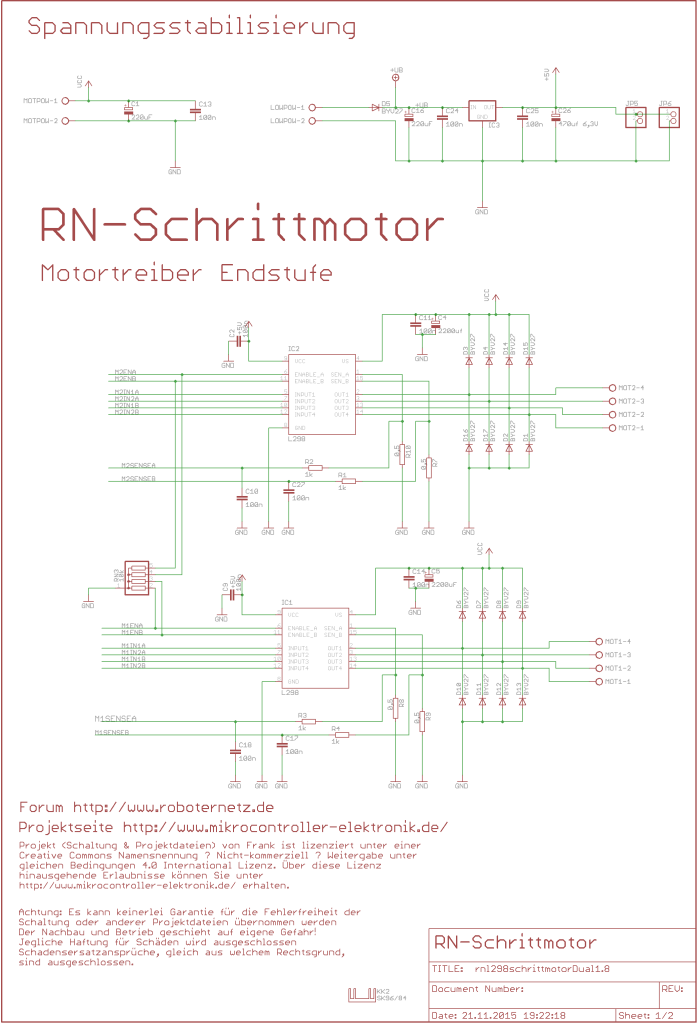 Schaltplan Programmierbare Schrittmotor Ansteuerung RN-Schrittmotor