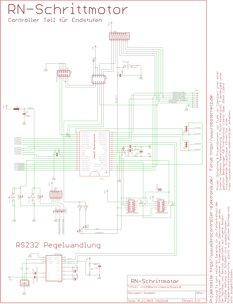 Schaltplan Programmierbare Schrittmotor Ansteuerung RN-Schrittmotor