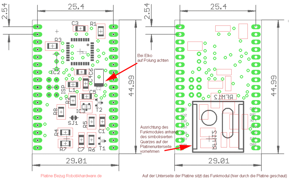 Bestückungsplan zum Mikrocontroller Modul