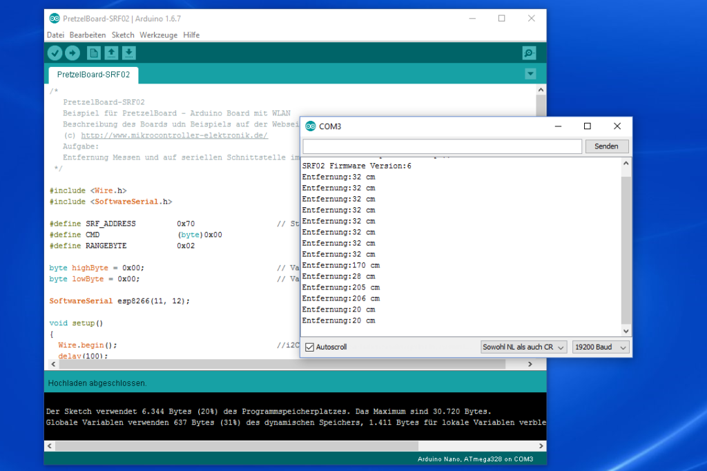 WIFI-Pretzel-board-Entfernung-messen-arduino-ide