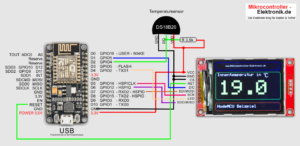 Schaltplan NodeMCU QVGA Display DS18B20 Temperatursensor