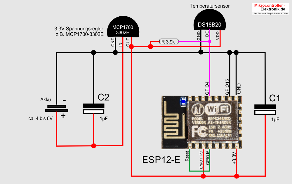 ESP12E-Wland-Temperatursensor