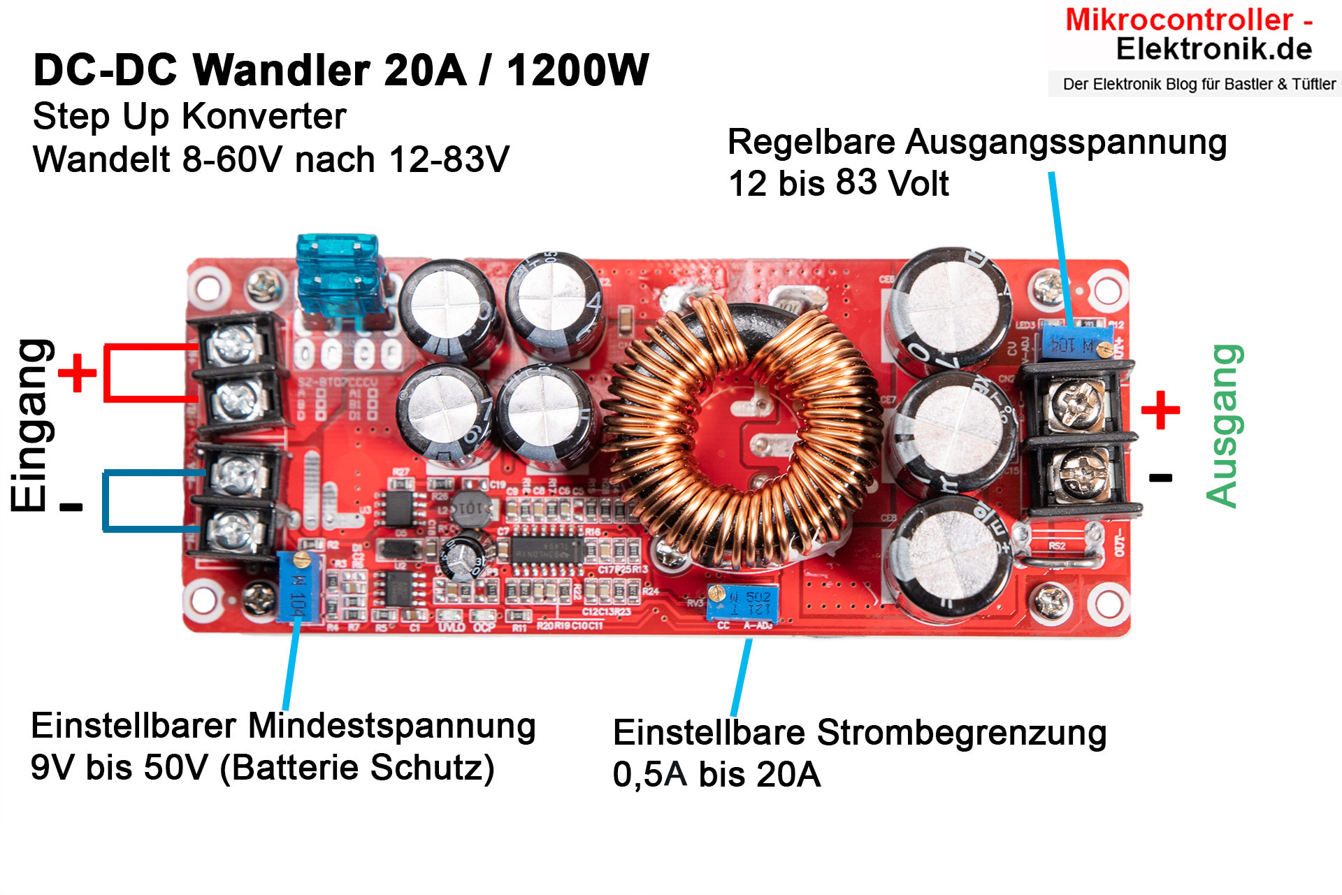 DC-DC Wandler einstellbar 4-35V 3A 40W Spannungswandler Step Up Converter