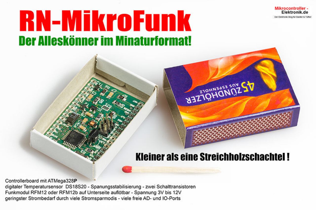 RN-MikroFunk – Mini AVR Microcontroller Modul mit Funkmodul